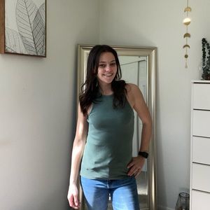 Washed green muscle tank